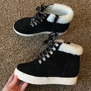 Never Worn. New. Steve Madden Wedge Sneaker. Sherpa.